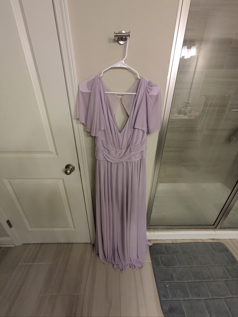 Elegant Lavender Evening Dress with Draped Waist